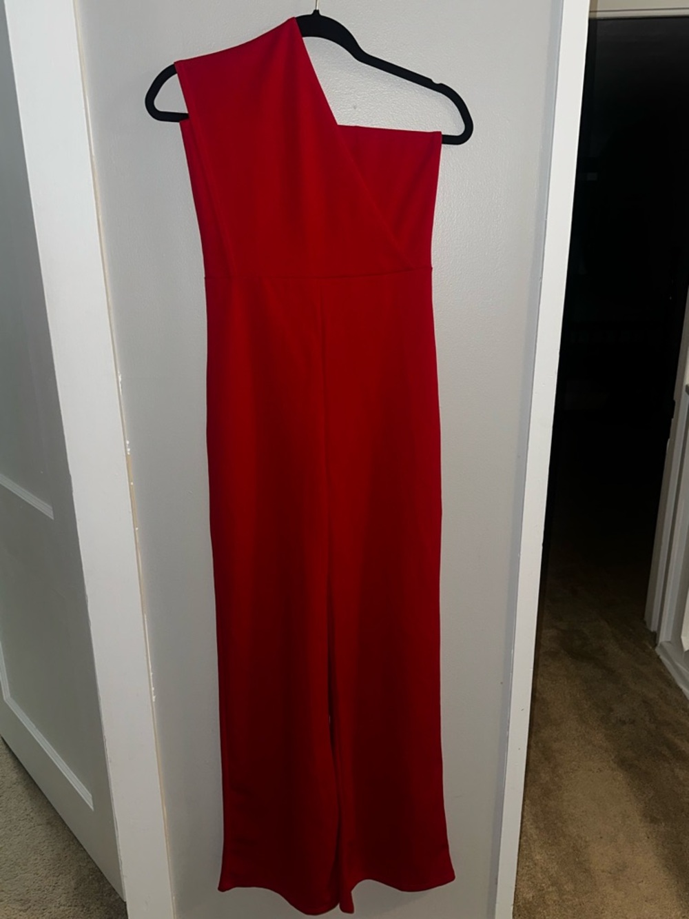 PrettyLittleThing Red One-Shoulder Jumpsuit